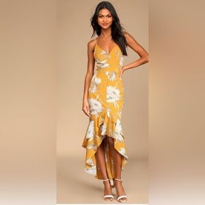 NWT! LuLu’s Mustard Yellow High-Low Maxi Dress in Small